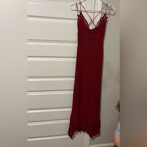 Free People Deep Red Lace Maxi Dress